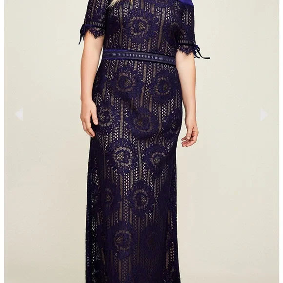 Tadashi Shoji Blue Illusion ROSINA GOWN Dress Size 14. NEW PICTURES! - Picture 13 of 16